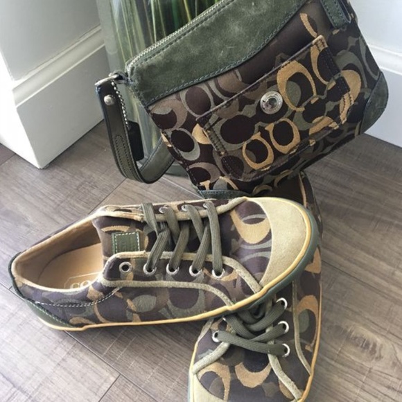 Coach Handbags - COACH PURSE & 7.5 SNEAKERS CAMO Suede and Canvas.